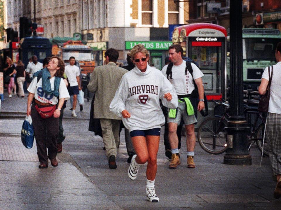 Princess Diana leaving her gym in Earls Court, London in 1989.