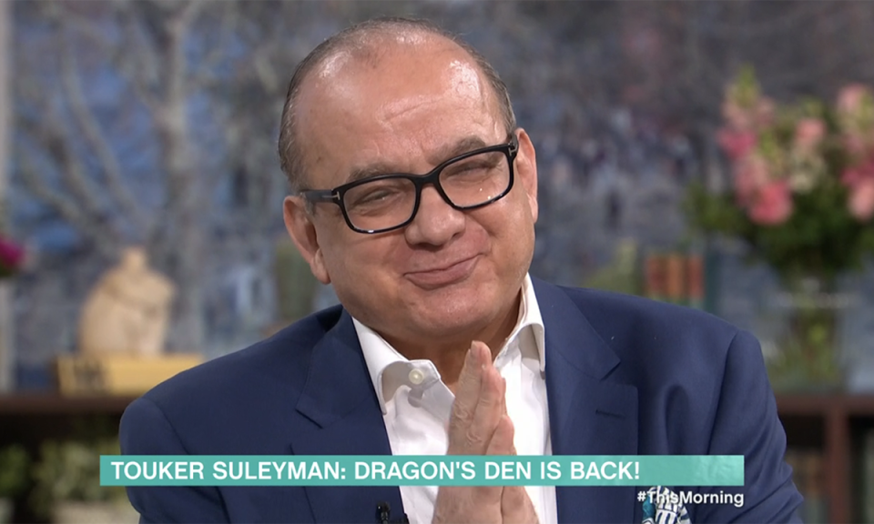 Touker Suleyman laughed off the rivalry on Dragons' Den. (ITV screengrab)