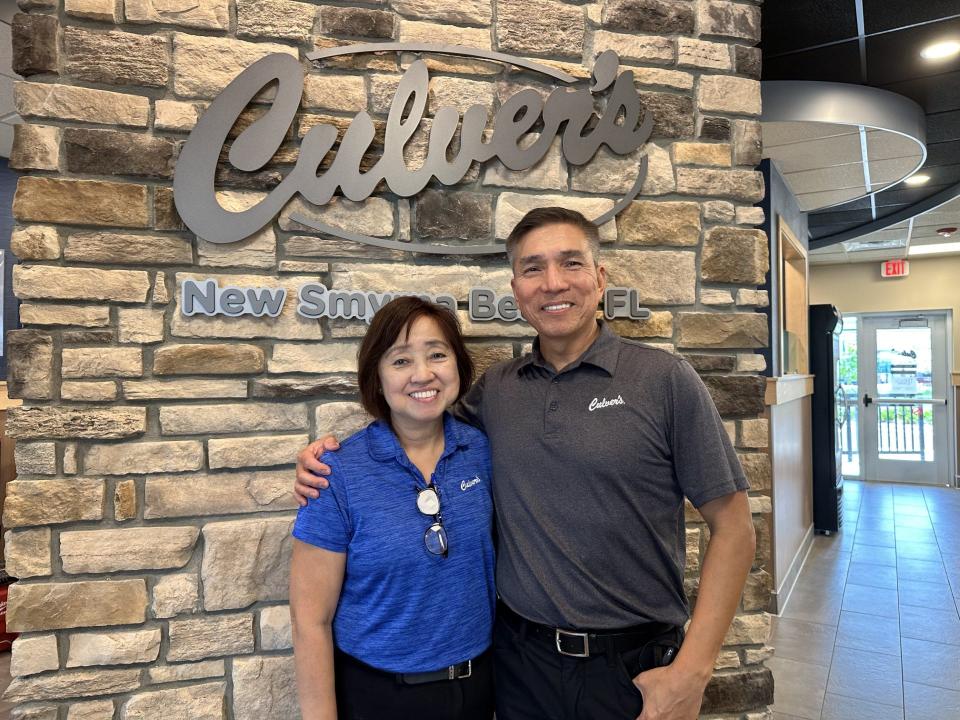 Franchisees Davis and Marisa Ferreria pose inside the new Culver's restaurant they are opening in New Smyrna Beach. They own the Culver's in Palm Coast and previously owned the Port Orange restaurant.