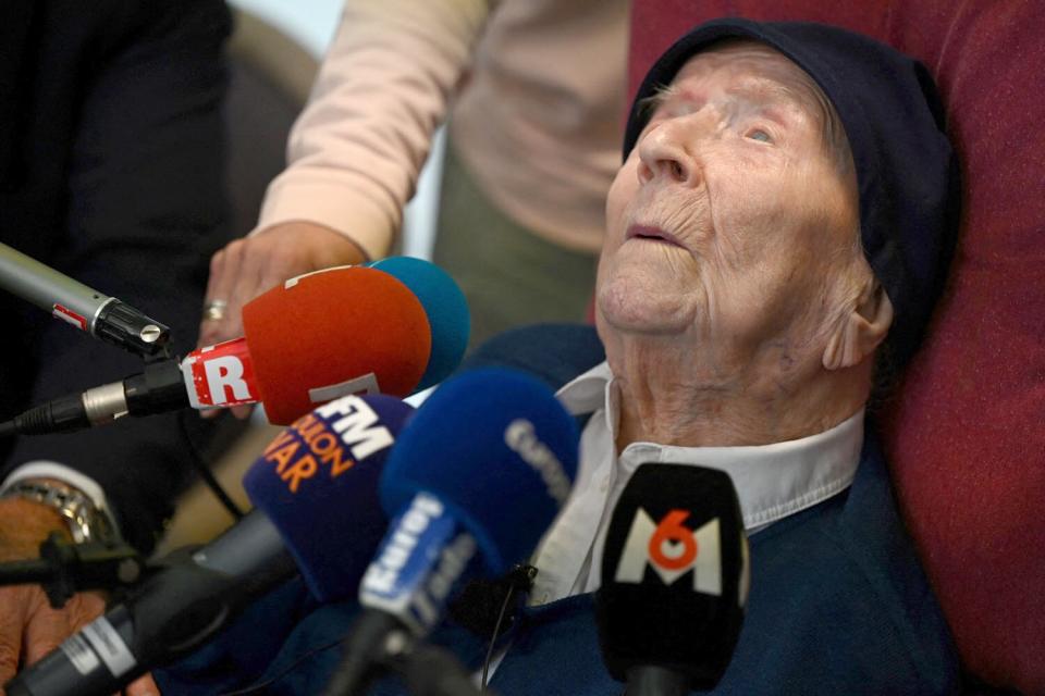 French catholic nun Lucile Randon at the Saint-Catherine-Laboure nursing home where she lives in Toulon, southern France