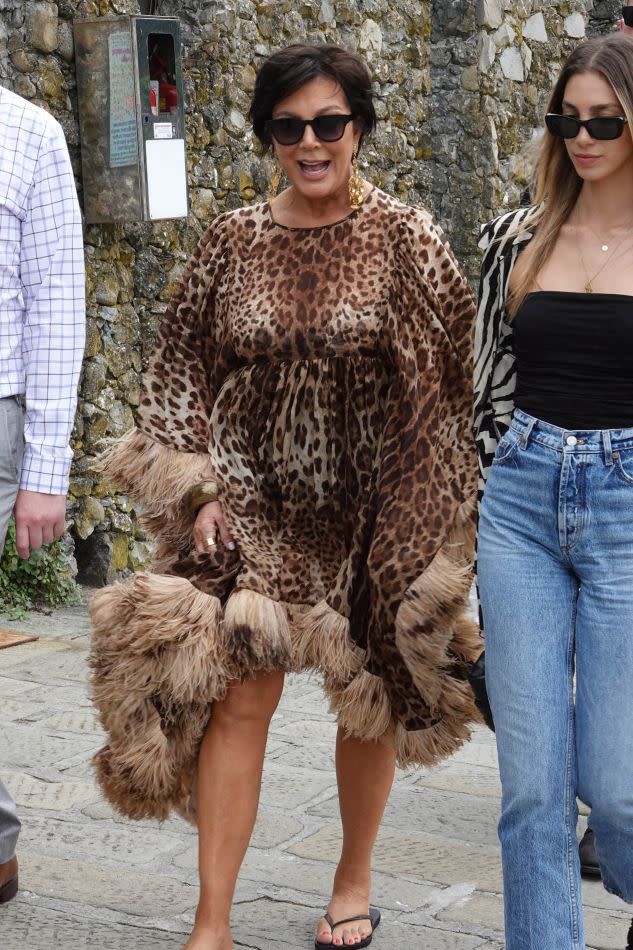 Kim Kardashian, Khloe Kardashian, North West, Kris Jenner, and Kendall Jenner seen in Portofino after Kourtney’s wedding. - Credit: Mega