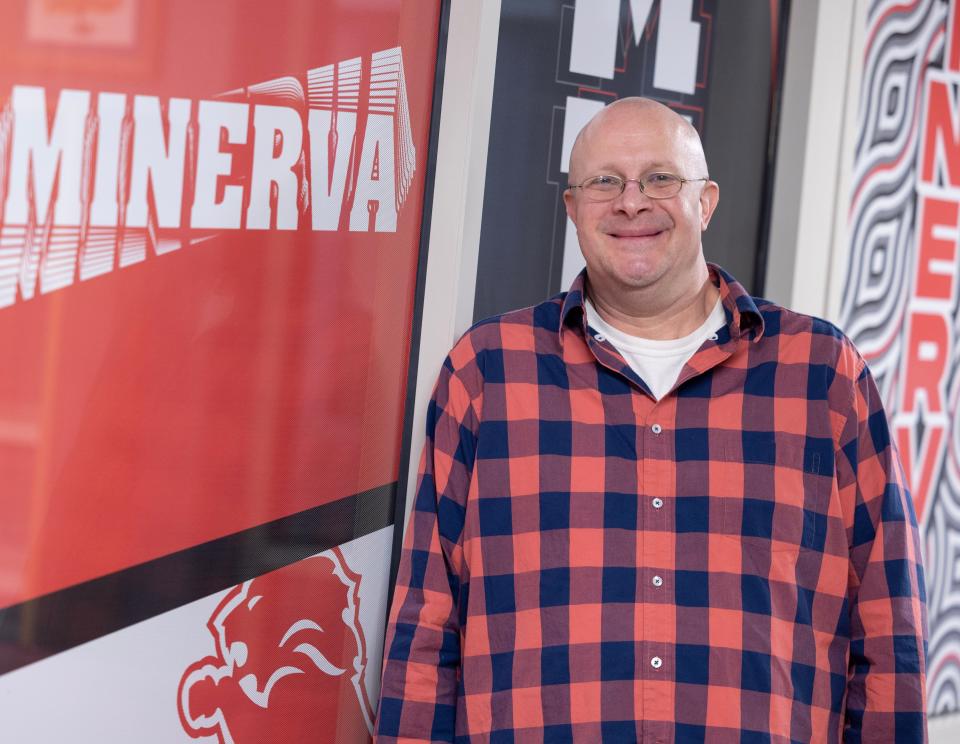 Matthew Fiegenschuh, an intervention specialist at Minerva Middle School, is a Canton Repository Teacher of the Month for February.Photo taken Tuesday, Feb. 6, 2024.