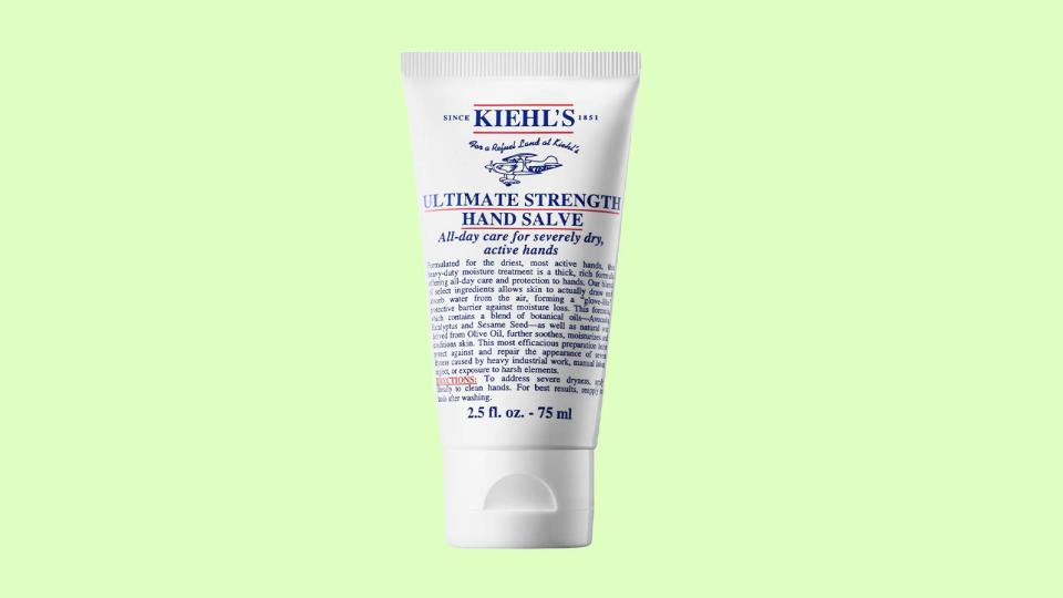 Moisturize your hands with the Kiehl’s Mini Ultimate Strength Hand Salve.