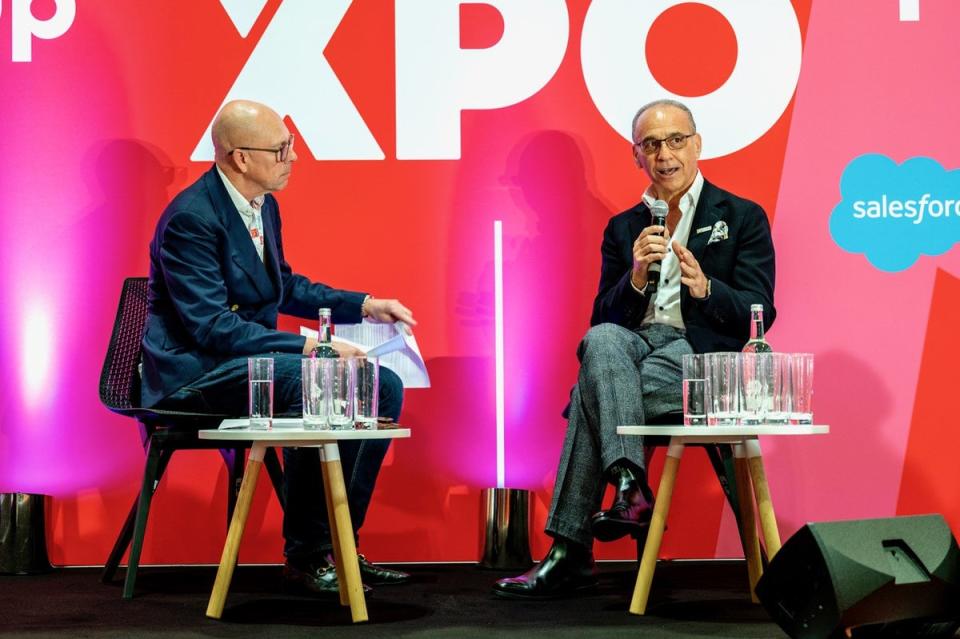 Theo Paphitis talking to Evening Standard editor Dylan Jones at SME XPO  (Annabel Moeller)