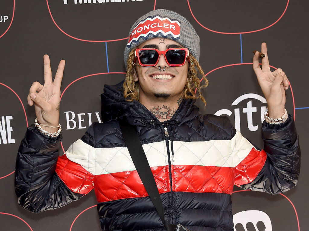 Lil Pump arrives at a pre-Grammy party in Los Angeles on Feb. 7, 2019, in Los Angeles. (Photo by Gregg DeGuire/Getty Images)