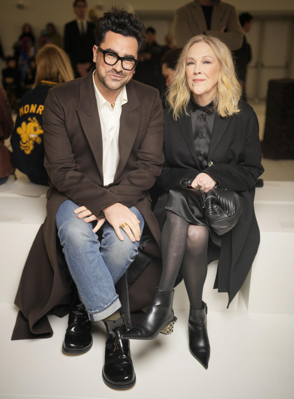 Dan Levy and Catherine O'Hara at 2023 Paris Fashion Week show (Swan Gallet / WWD via Getty Images)