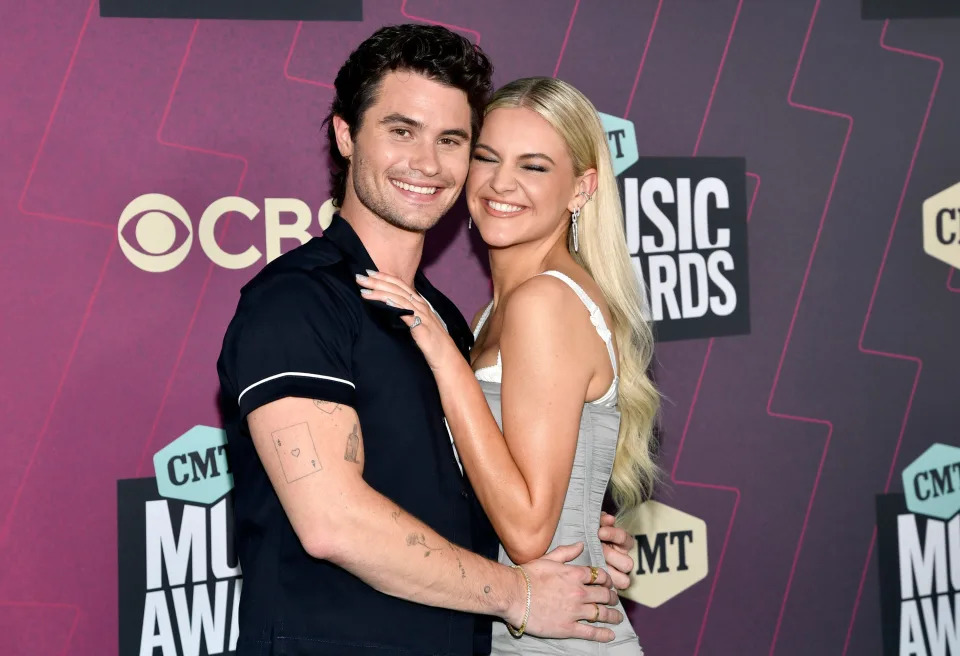 Ballerini, right, made her red carpet debut with Stokes  at the CMT Music Awards on Sunday.