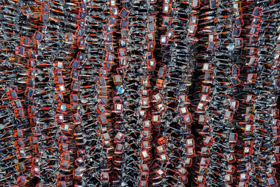 Amazing drone photos of abandoned bikes in China