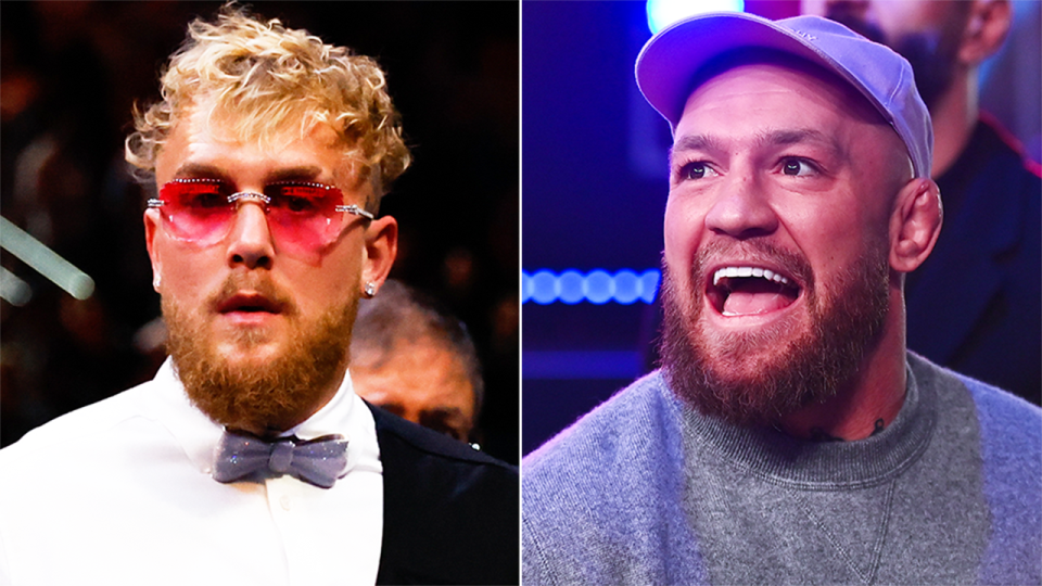 Conor McGregor (pictured right) at an MMA event and (pictured left) Jake Paul watching a boxing fight.
