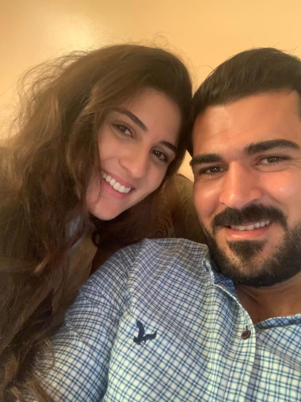 Palestinian-Canadian Shouq Alnajjar with her husband Othman Alnajjar. She is currently in Cairo and hoping her husband's mother can be added to the list of people approved to leave the Gaza Strip.