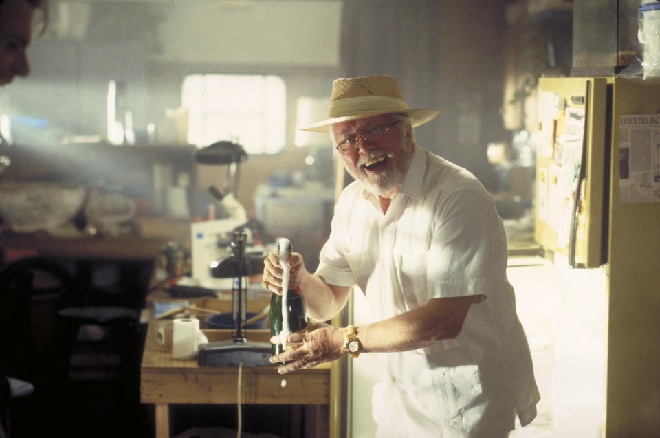 English actor Richard Attenborough as entrepreneur John Hammond in a scene from the film 'Jurassic Park', 1993.  (Photo by Murray Close/Getty Images)