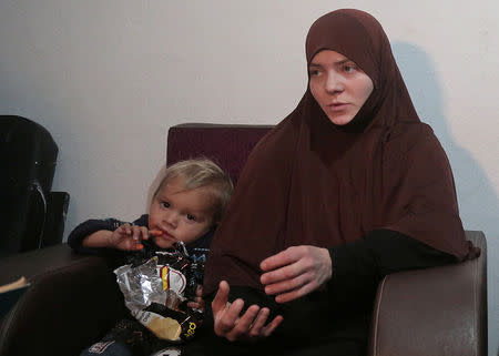 FILE PHOTO: Tatiana Wielandt, 26, a Belgian who joined Islamic State in Syria talks during an interview with Reuters in Ain Issa, Syria March 10, 2019. REUTERS/Issam Abdallah