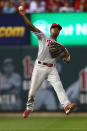 ST. LOUIS, MO - MAY 25: Jimmy Rollins #11 of the Philadelphia Phillies throws to first base against the St. Louis Cardinals at Busch Stadium on May 25, 2012 in St. Louis, Missouri. (Photo by Dilip Vishwanat/Getty Images)