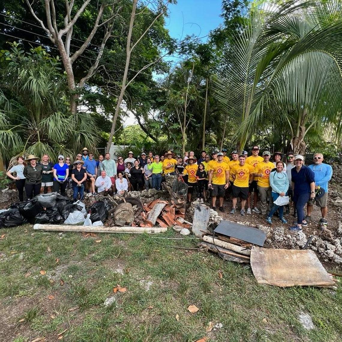 Clean-up volunteers recently worked on removing the invasive vines at Camp Mahachee on Old Cutler Road.