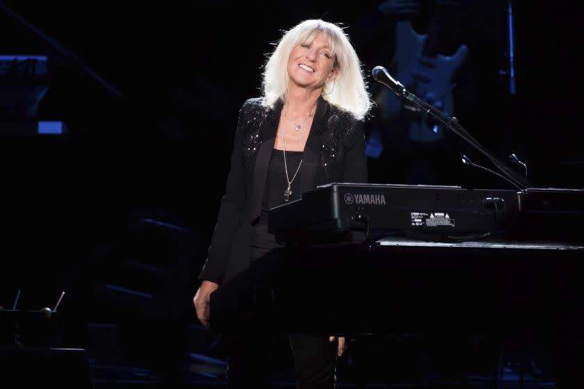 FILE - Christine McVie from the band Fleetwood Mac performs at Madison Square Garden in New York on Oct. 6, 2014. McVie, the soulful British musician who sang lead on many of Fleetwood Mac's biggest hits, has died at 79. The band announced her death on social media Wednesday. (Photo by Charles Sykes/Invision/AP, File)