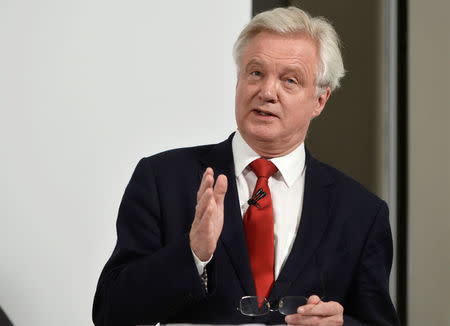 Britain's Secretary of State for exiting the EU David Davis speaks at a campaign event in London, May 3, 2017. REUTERS/Hannah McKay