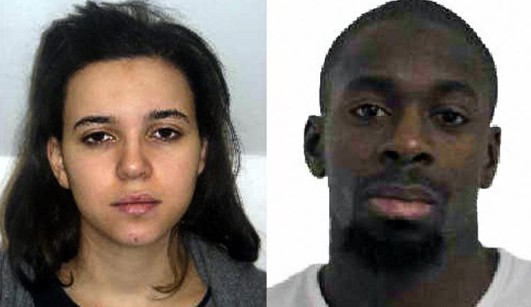 Hayat Boumeddiene (L) and Amedy Coulibaly (R) are shown in images released on January 9, 2015 by the French police
