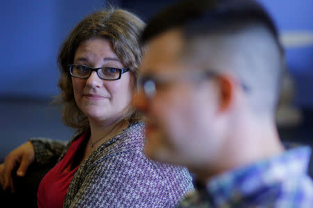 Graduate student and U.S. Air Force veteran Jenny D’Olympia speaks to Reuters at William James College of Psychology, the first in the nation to run a program focusing specifically on training military veterans to treat the mental health problems of their fellow soldiers and veterans, in Newton, Massachusetts, U.S., May 16, 2017. REUTERS/Brian Snyder