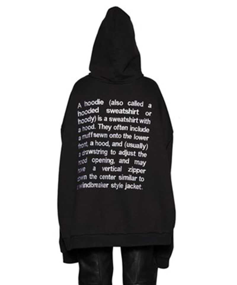 The sweatshirt is embroidered on the back. (Photo: Vetements)