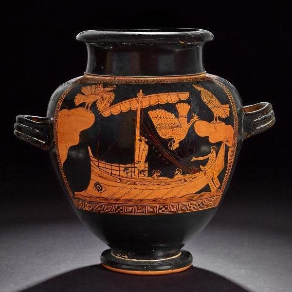 Classical ships had previously only been seen intact on the side of ancient Green pottery, such as the Siren vase in the British Museum (The British Museum / Trustees of the British Museum)