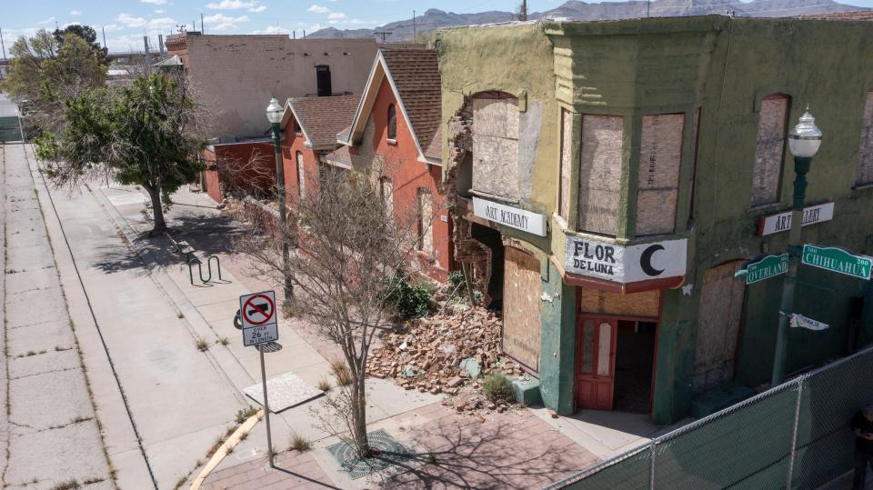 A portion of the fenced-off Duranguito neighborhood in Downtown El Paso was photographed with a drone March 30, 2022.