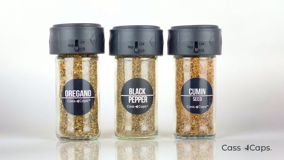 Three spice jars featuring CassCaps