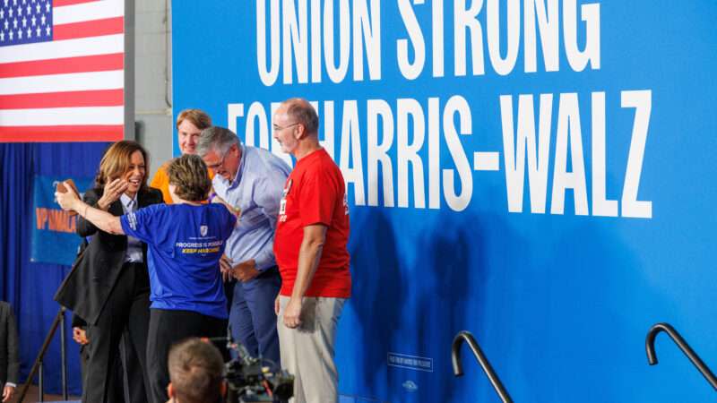 Kamala Harris greeting union leaders