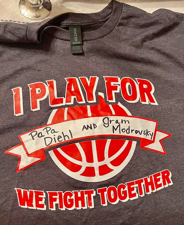 Who do you play for? Fundraising t-shirts created to help generate funds for Honesdale's annual cancer awareness game.
