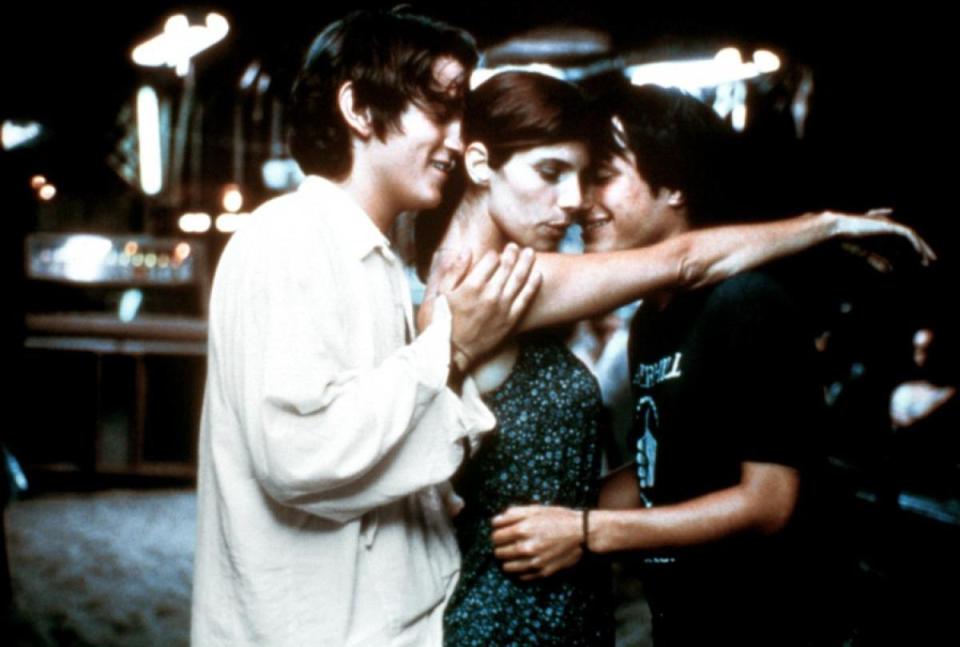 Y Tu Mamá También: Alfonso Cuarón’s raucous classic inverts the American sex comedy: Julio (Gael García Bernal) and Tenoch (Diego Luna) are stereotypical, sex-obsessed young men distraught at the concept of their girlfriends leaving the country. Choosing to live as bachelors, they befriend an older woman (Maribel Verdú), who seduces both of them. Yet, the film drives them towards one, real truth: their own bisexuality, finally freed during the film’s famous threesome.Though Y Tu Mamá También's conclusion is tragic - Julio and Tenoch's reject their own truth, turn their backs on each other, and suppress their feelings - their threesome still marks a moment of genuine, harmonious sensuality. (20th Century Fox)
