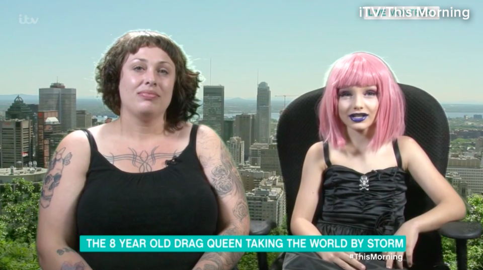 A 9-year-old drag queen has appeared on This Morning with his mum [Photo: ITV/This Morning]