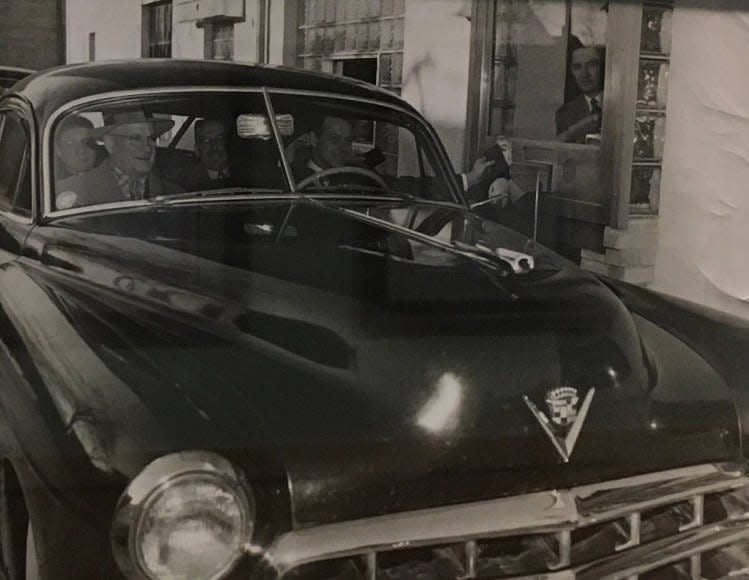 The features of the new drive-in at Monroe State Savings Bank (now First Merchants Bank) in Monroe, circa 1950s, are shown. The bank operated drive-in locations in Monroe, Ida, Petersburg and Temperance. Today, there are drive-in facilities in Carleton, Dundee and Milan in addition to a number of First Merchants ATMs.