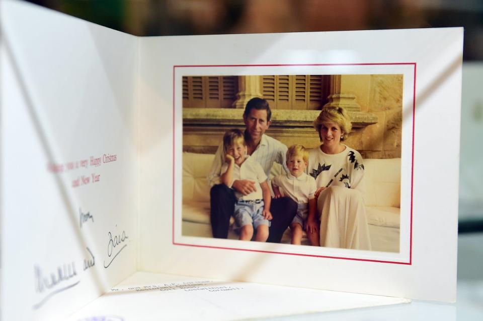 Family portrait of Prince Charles, Princess Diana, and their sons William and Harry taken for their 1987 Christmas Card (AFP via Getty Images)