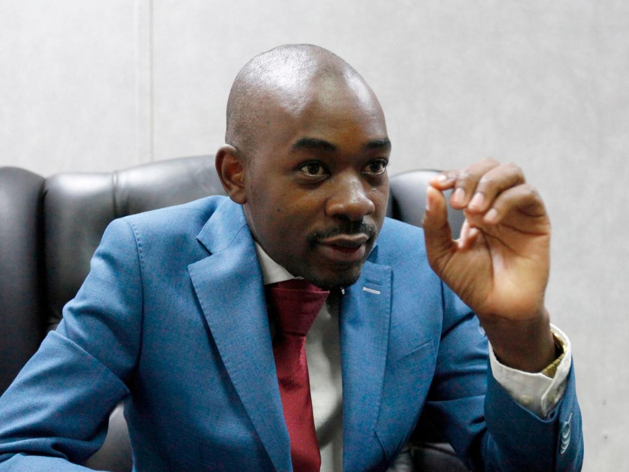 There is a perception among supporters of Nelson Chamisa (above) that Britain is backing Emmerson Mnangagwa to gain political advantage in the country: AFP/Getty