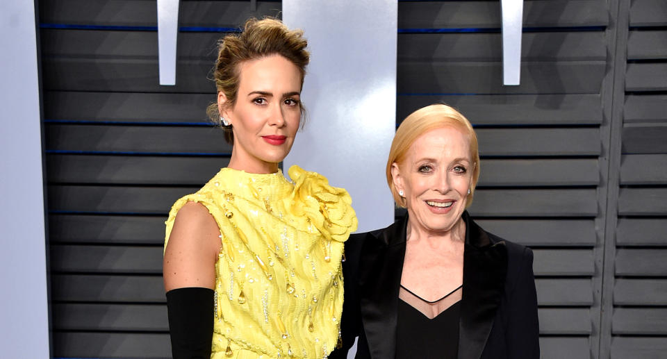 Actress Holland Taylor (right, with Sarah Paulson) enjoys playing a character who hasn’t retreated because of her age. (Photo: John Shearer/Getty Images)