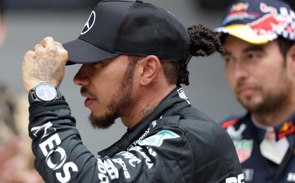 Lewis Hamilton looks dejected