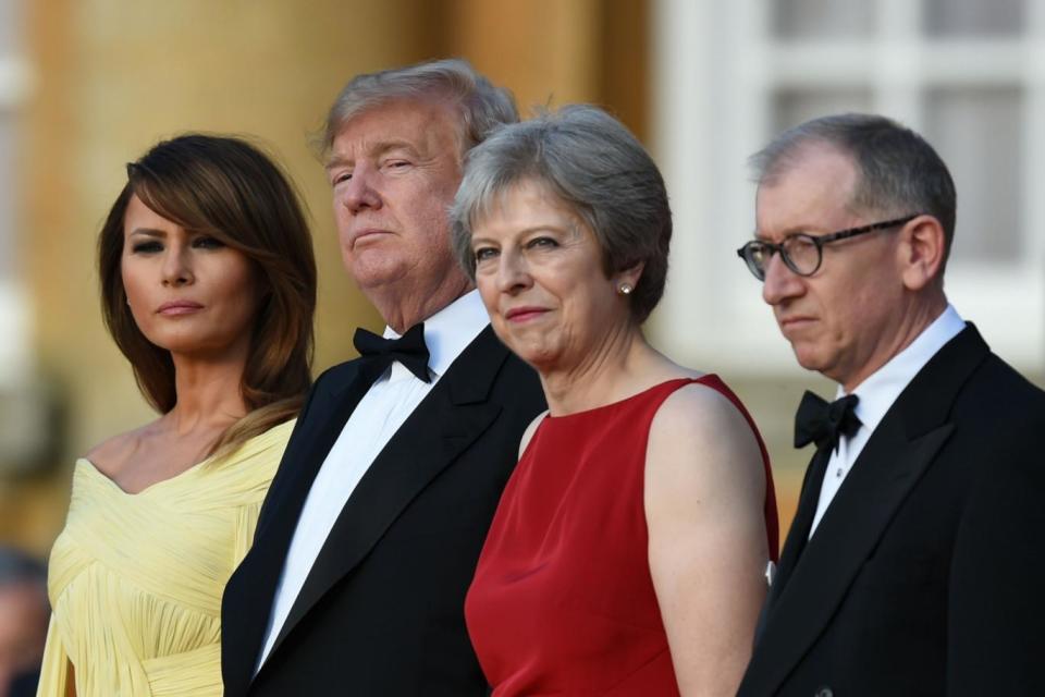 Red carpet reception: Theresa May hosted Donald Trump at a lavish dinner at Blenheim Palace (AFP/Getty Images)