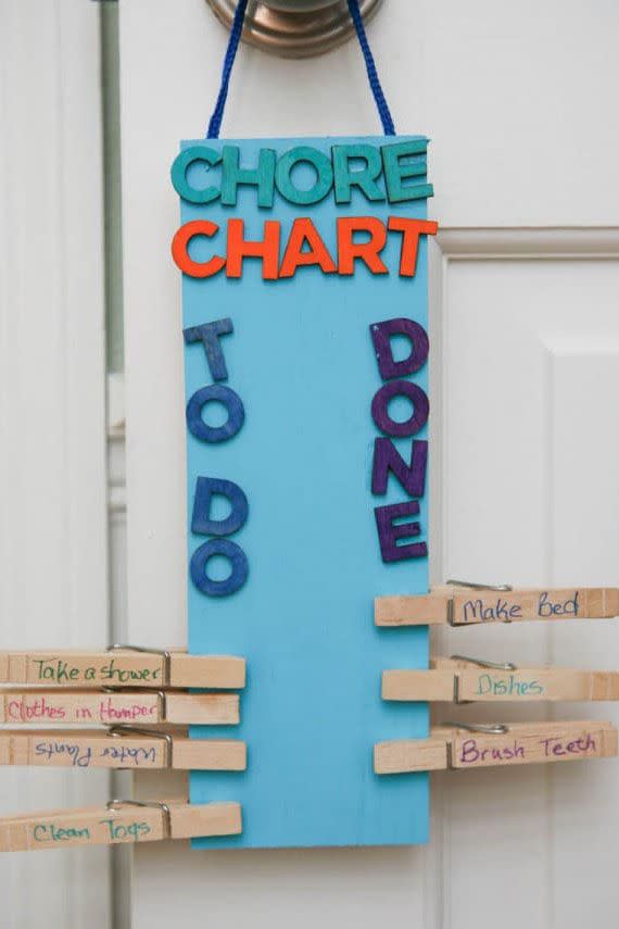 DIY Clothespin Chore Chart