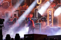 <p>TAMPA, FLORIDA - FEBRUARY 07: The Weeknd performs during the Pepsi Super Bowl LV Halftime Show at Raymond James Stadium on February 07, 2021 in Tampa, Florida. (Photo by Patrick Smith/Getty Images)</p> 