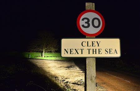 A road sign is seen for the village of Cley in Norfolk, eastern England January 8, 2014.REUTERS/Toby Melville