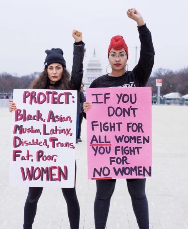 Rachel Cargle (right) with&nbsp;her friend Dana at the Women's March last year in Washington, D.C. (Photo: Kennedy Carroll)