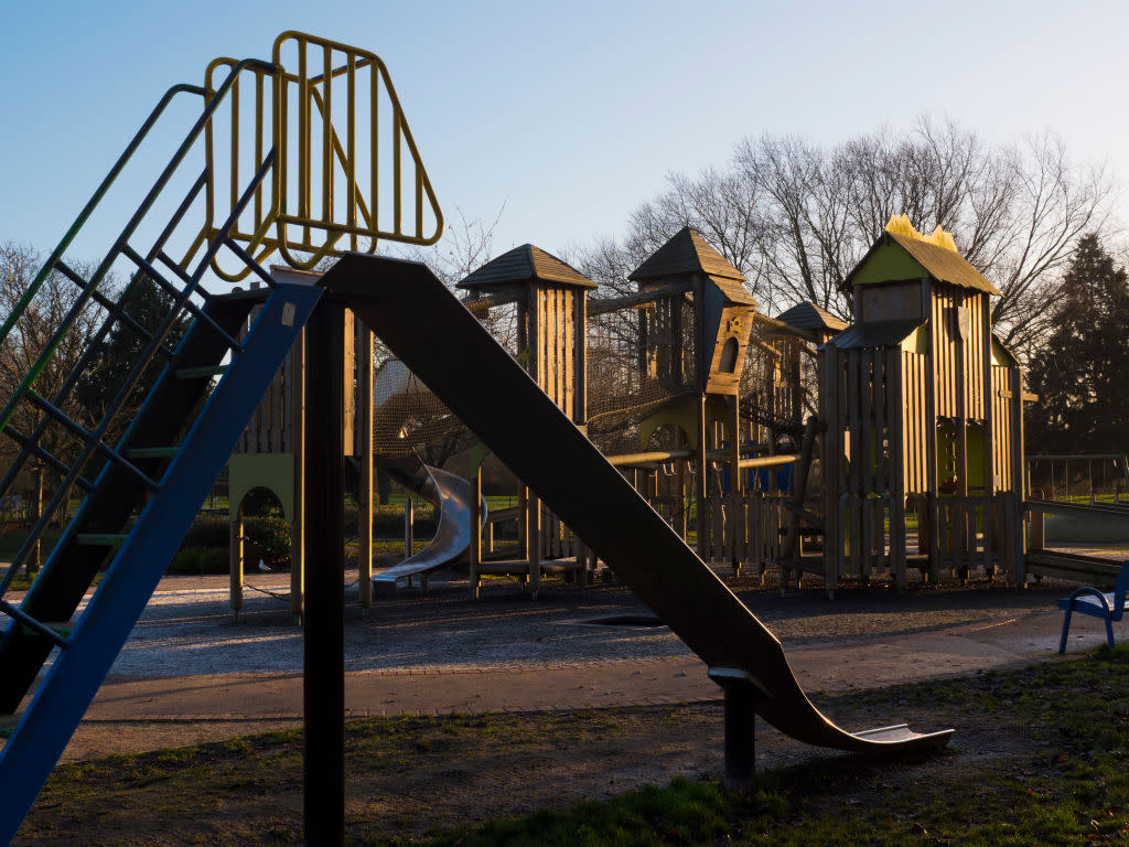  Deserted playground in Abbey Fields, Abingdon, Virginia. 