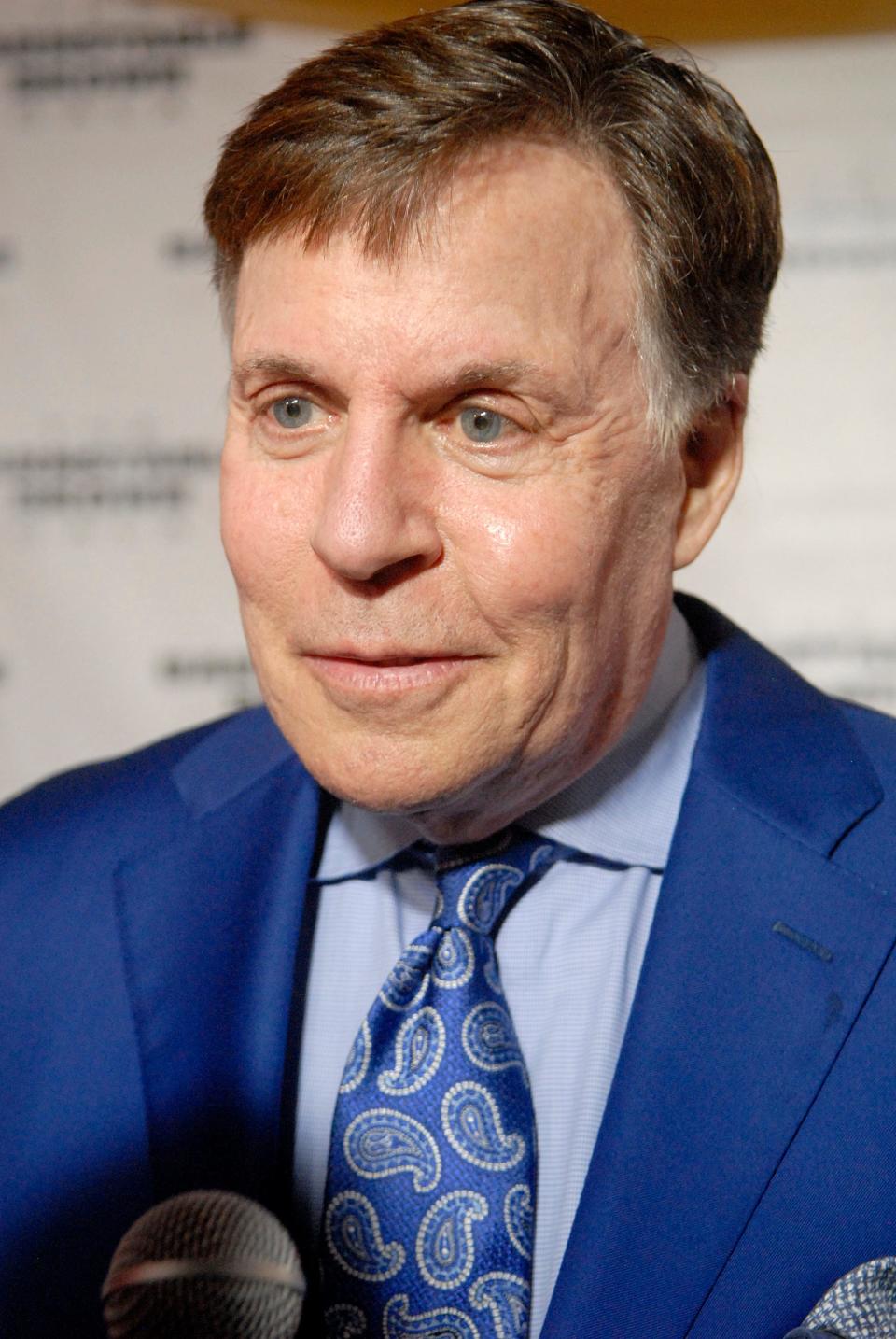 Sports commentator, Bob Costas, talks to reporters on the red carpet at the 35th annual Barnstable Brown Gala on Friday night. May 03, 2024