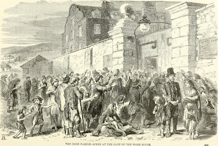 <span class="caption">The Irish famine.</span> <span class="attribution"><a class="link " href="https://www.flickr.com/photos/internetarchivebookimages/14749361956/" rel="nofollow noopener" target="_blank" data-ylk="slk:internetarchivebookimages/flickr;elm:context_link;itc:0;sec:content-canvas">internetarchivebookimages/flickr</a></span>