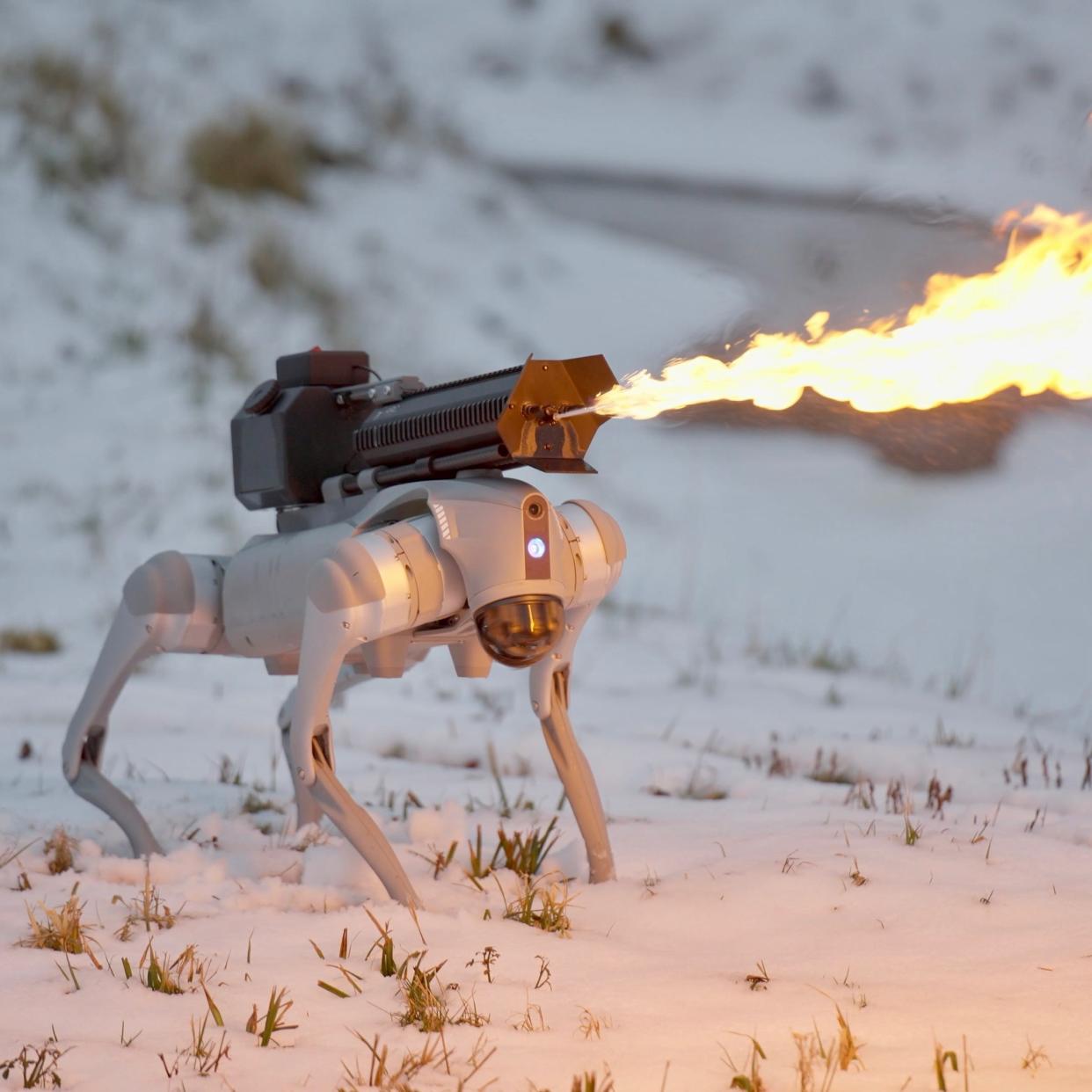 Throwflame's robot dog spewing fire