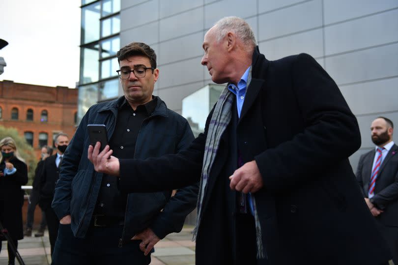 Andy Burnham and Sir Richard Leese at a press conference at the height of the tier 3 row in October