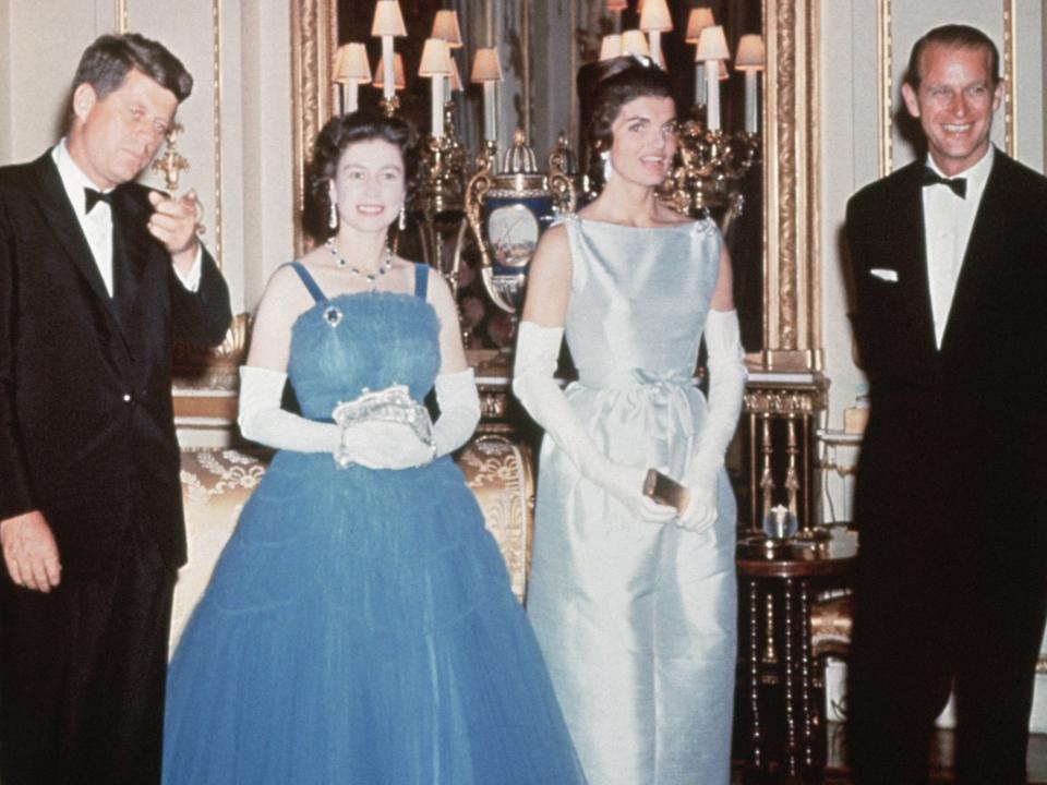 John F. Kennedy; Queen Elizabeth II; Jackie Kennedy, and Prince Philip.