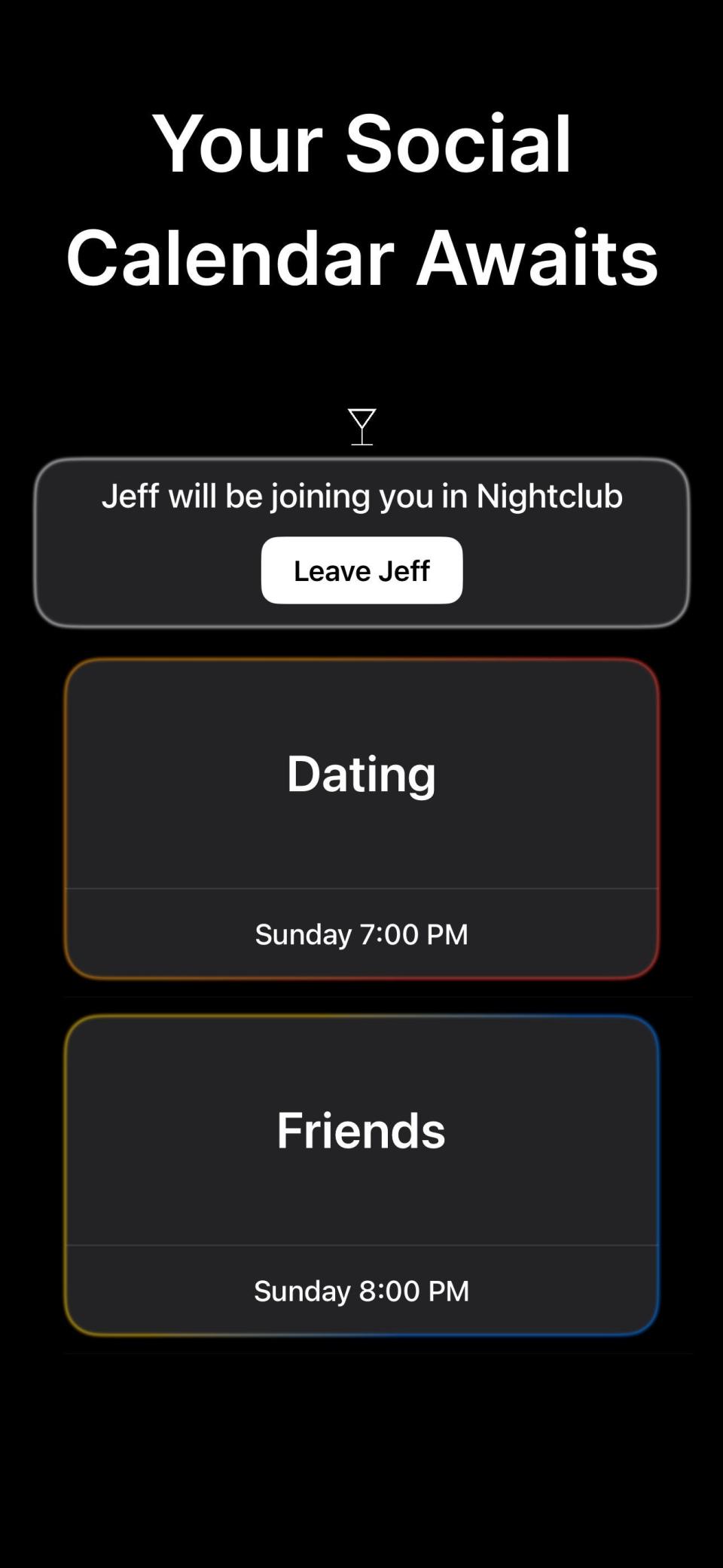 An example of the interface on the 'Nightclub' app created by UF student Blake Rand.