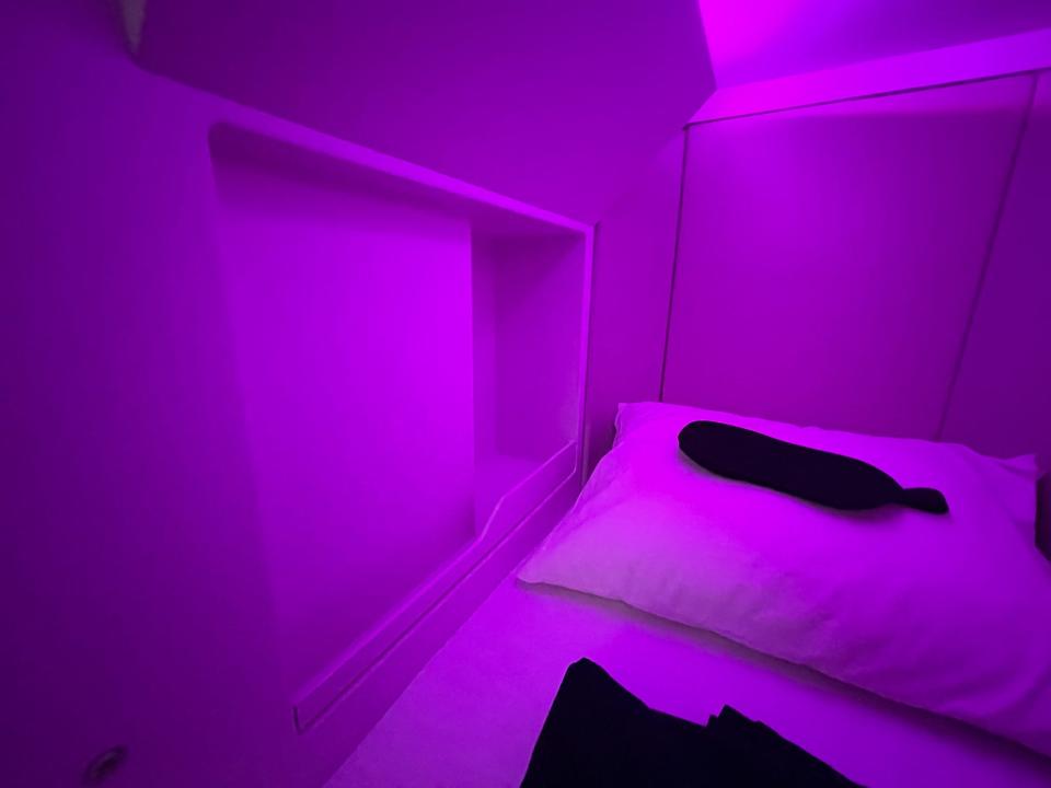 The interior of the redesigned Air New Zealand plane cabin.