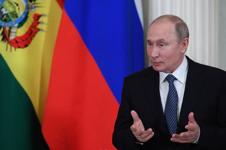 Russian President Vladimir Putin holds talks with his Bolivian counterpart Evo Morales in Kremlin