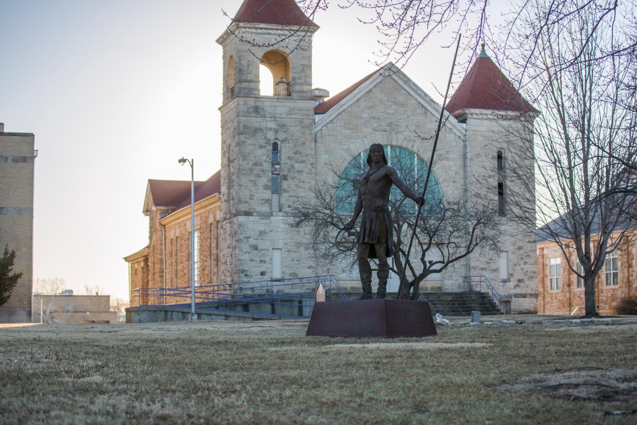 Haskell Indian Nations University's Hiawatha Hall was built in 1898 and was first used as a chapel and auditorium. Located in Lawrence, Haskell was originally a boarding school for indigenous youth and has a burial site with more than 100 child graves.